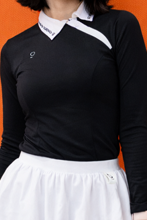 Kana Studio Longsleeve Slanted Buttons Top in Black