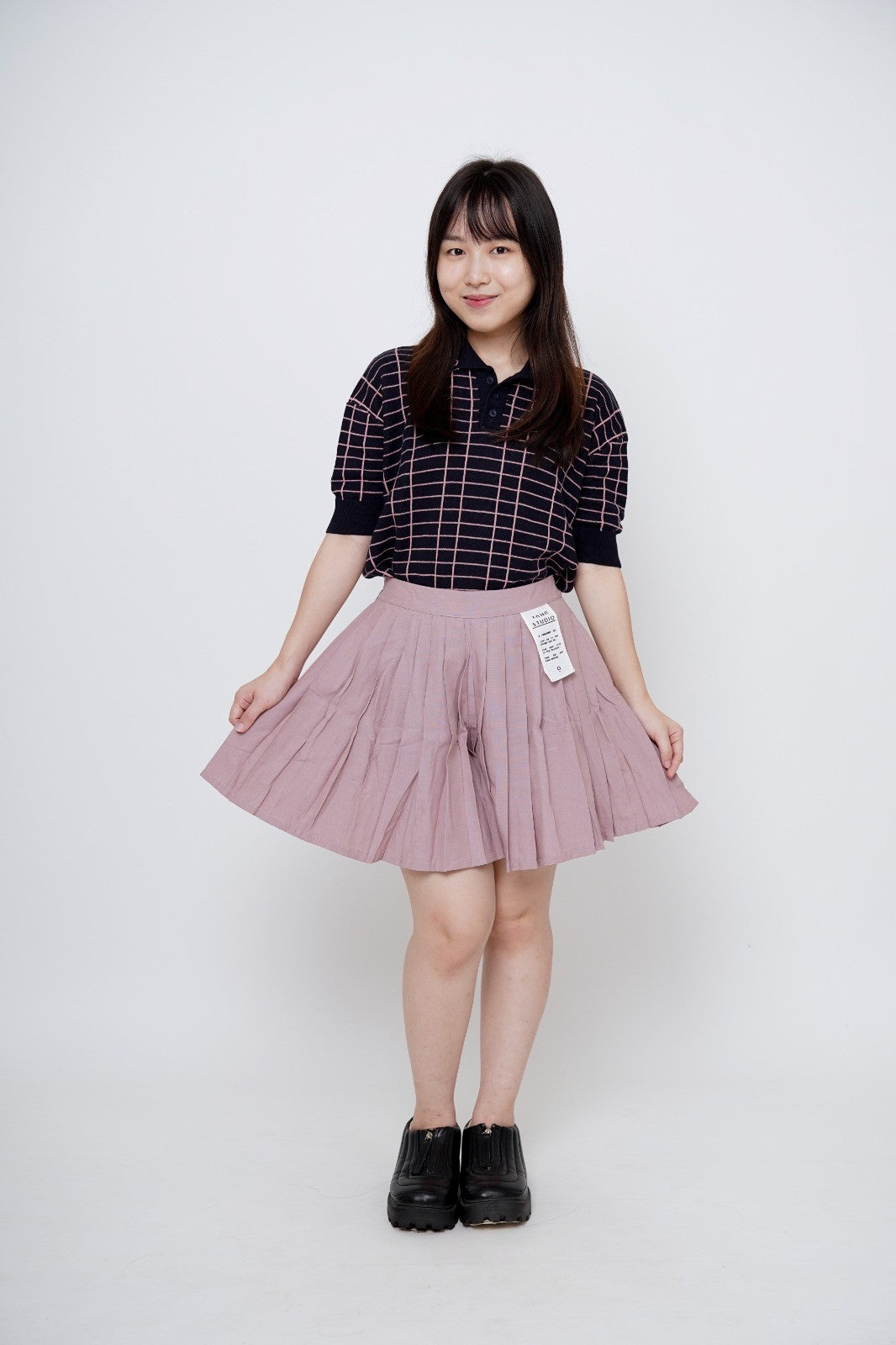 Kana Studio Plaid Knitted Top