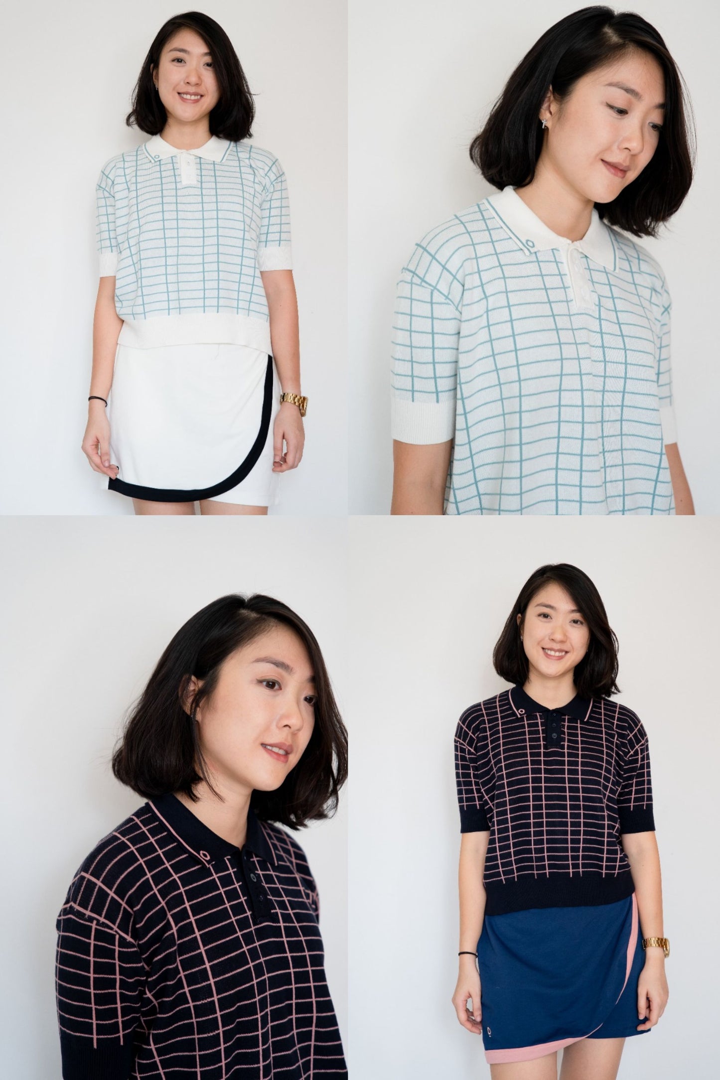 Kana Studio Plaid Knitted Top