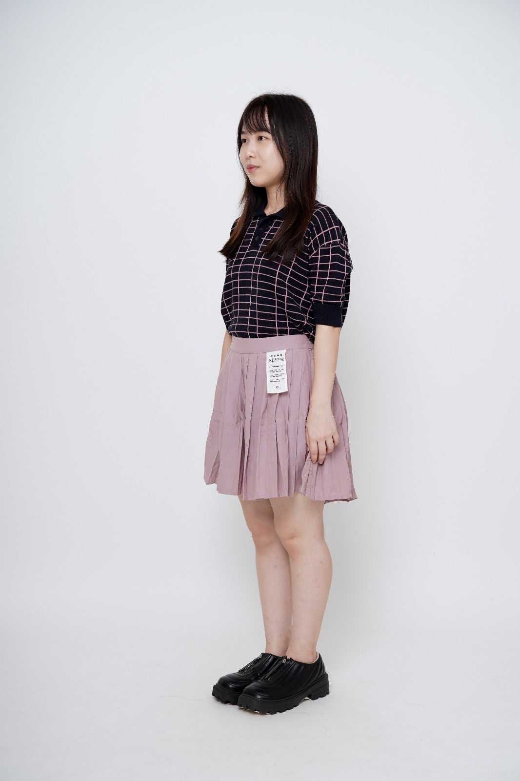 Kana Studio Plaid Knitted Top